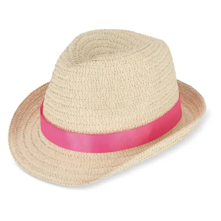 Plant straw hat with coloured band - LT90502 (N0076)